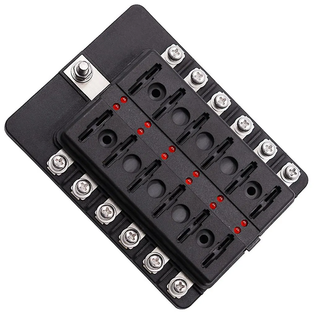 12-way universal 12-32V fuse box with LED indicator for automobiles, RVs, yachts, and ships AZ16647