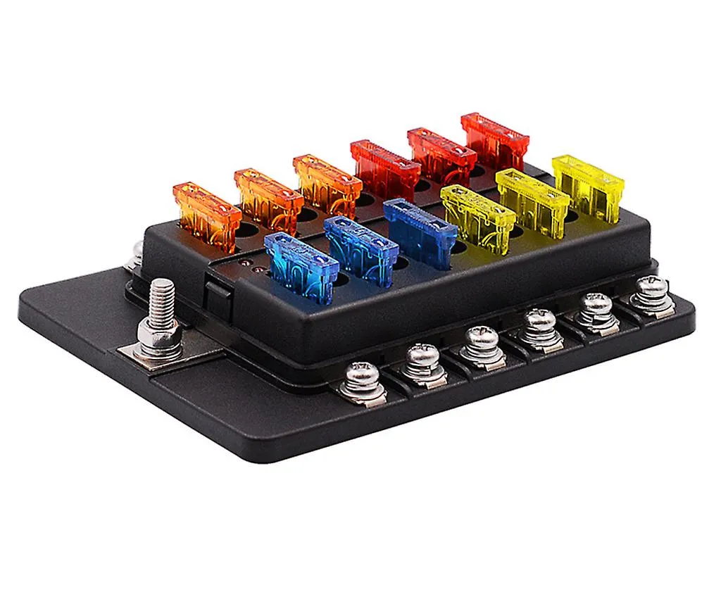 12-way universal 12-32V fuse box with LED indicator for automobiles, RVs, yachts, and ships AZ16647