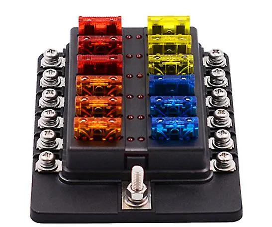 12-way universal 12-32V fuse box with LED indicator for automobiles, RVs, yachts, and ships AZ16647