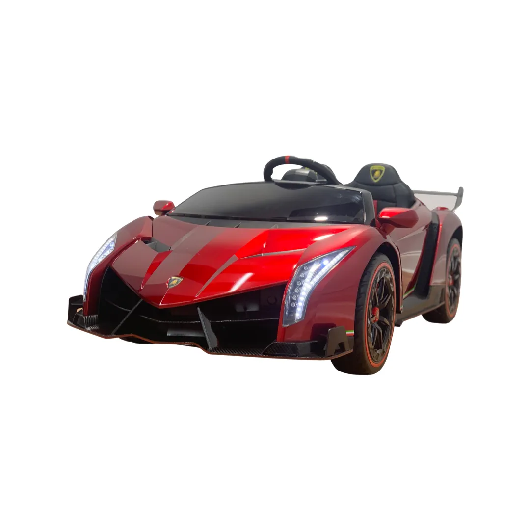 12V Licensed Lamborghini Veneno Exotic Kids Car with Bluetooth | Candy Apple Red