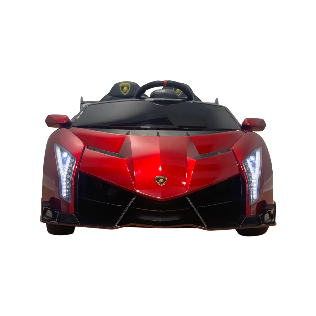 12V Licensed Lamborghini Veneno Exotic Kids Car with Bluetooth | Candy Apple Red