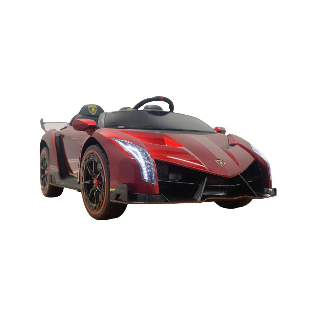 12V Licensed Lamborghini Veneno Exotic Kids Car with Bluetooth | Candy Apple Red