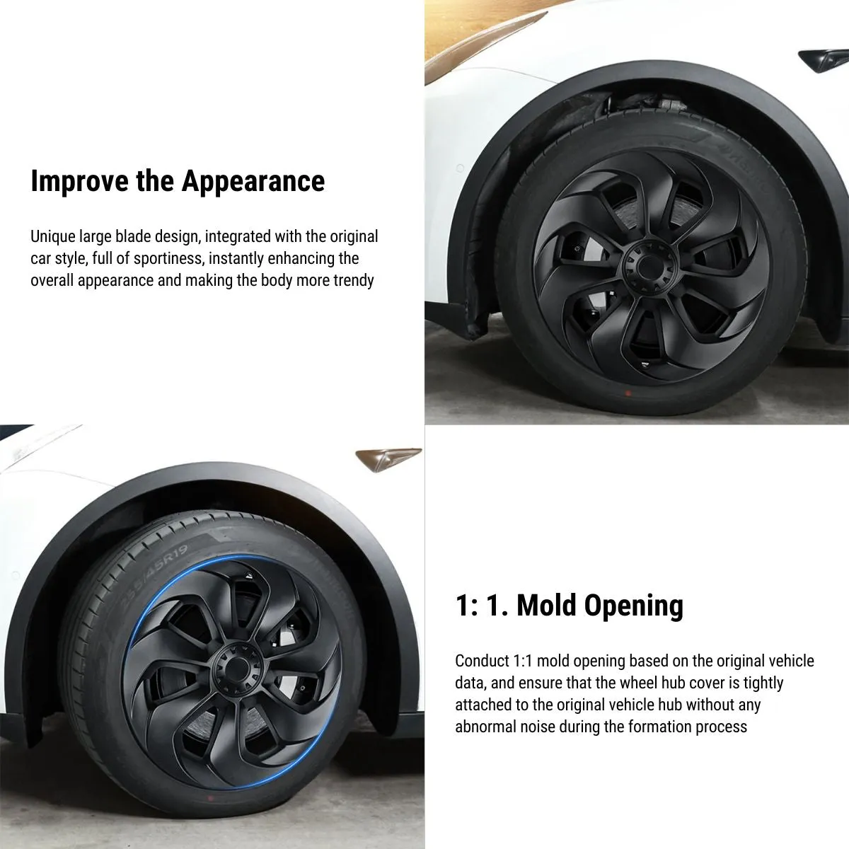 19' Big Blade Wheel Covers For Tesla Model Y（4PCS）