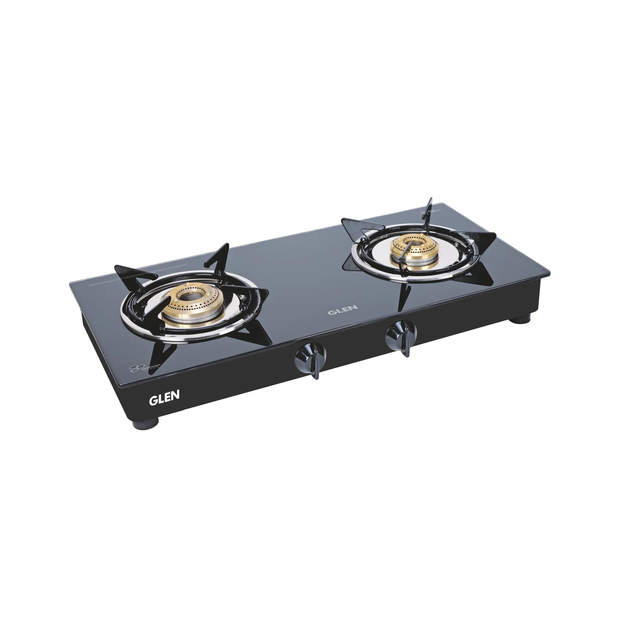 2 Burner  Glass Gas Stove Junior with Brass Burner (1020 GTJU BB)