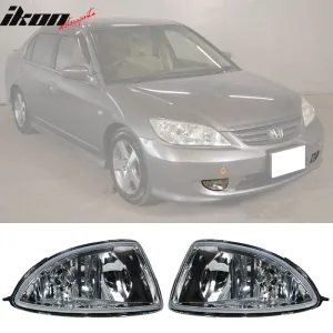 2004-2005 Honda Civic Factory Front Bumper Fog Lights Lamps Clear Lens