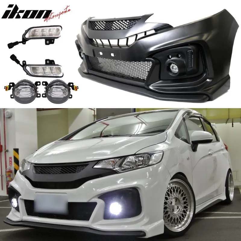 2015-2016 Honda Fit GK5 Jazz Front Bumper Conversion DLR Foglight PP