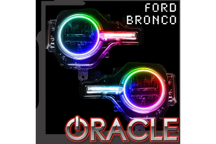 2021  Ford Bronco Oracle Colorshift Headlight Halo Kit w/ DRL Bar - BC1 Controller, Base Headlights