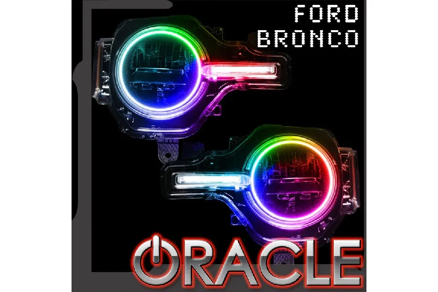 2021  Ford Bronco Oracle Colorshift Headlight Halo Kit w/ DRL Bar - No Controller, For Base Headlights