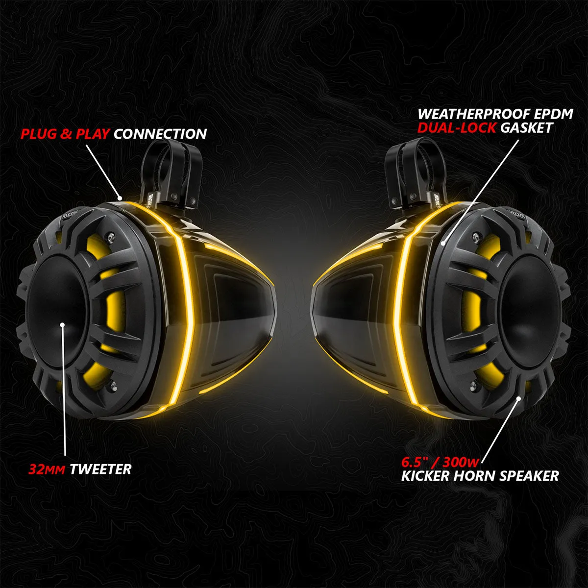 2024-2025 Can-Am® Maverick R, Phase-6 K-Spec 1650watt 6-Speaker Stereo System with Kicker Horns