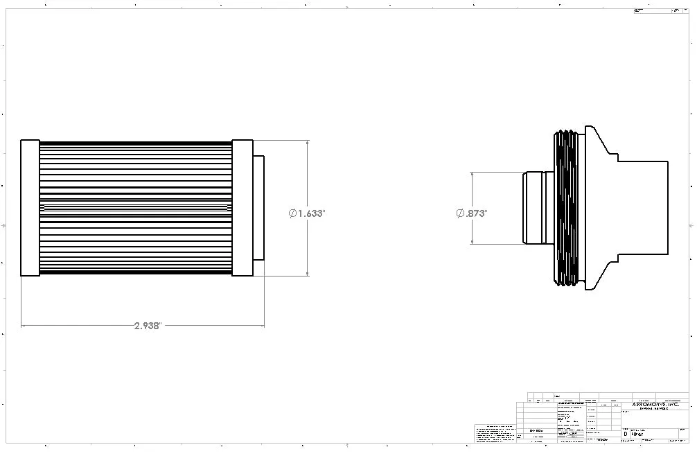 Aeromotive Filter, In-Line, 10 Micron Microglass Element, ORB-10 Port, Bright-Dip Black, 2" OD - 12350