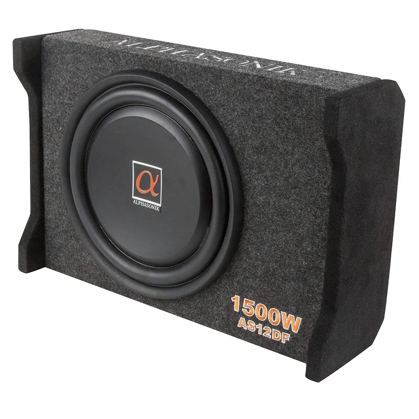 Alphasonik AS12DF 12" 1500 Watts 4-Ohm Down Fire Shallow Mount Flat Enclosed Subwoofer