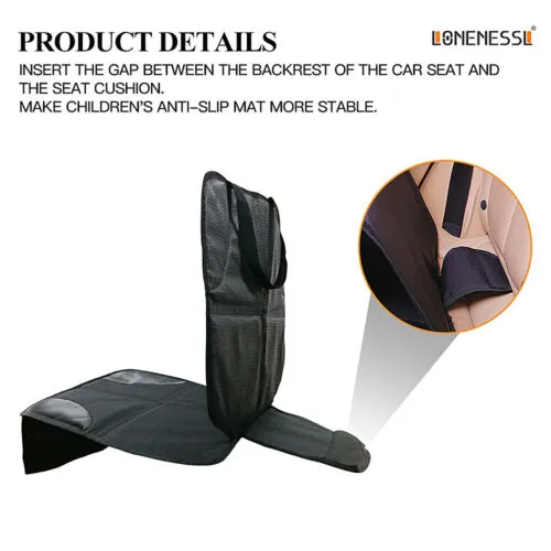 Anti-Slip Waterproof Car Seat Protector with Pockets, Black