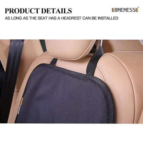 Anti-Slip Waterproof Car Seat Protector with Pockets, Black