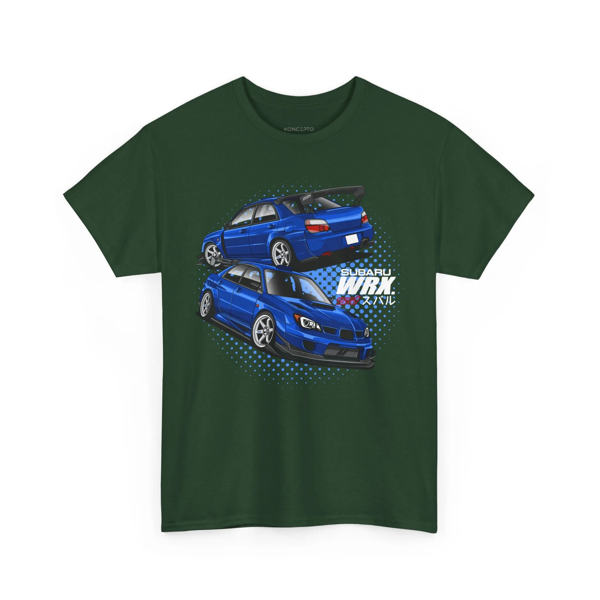 Blue Subaru Impreza STI Digital Art T-Shirt, Sports Car Illustration, Automotive Enthusiast Gift