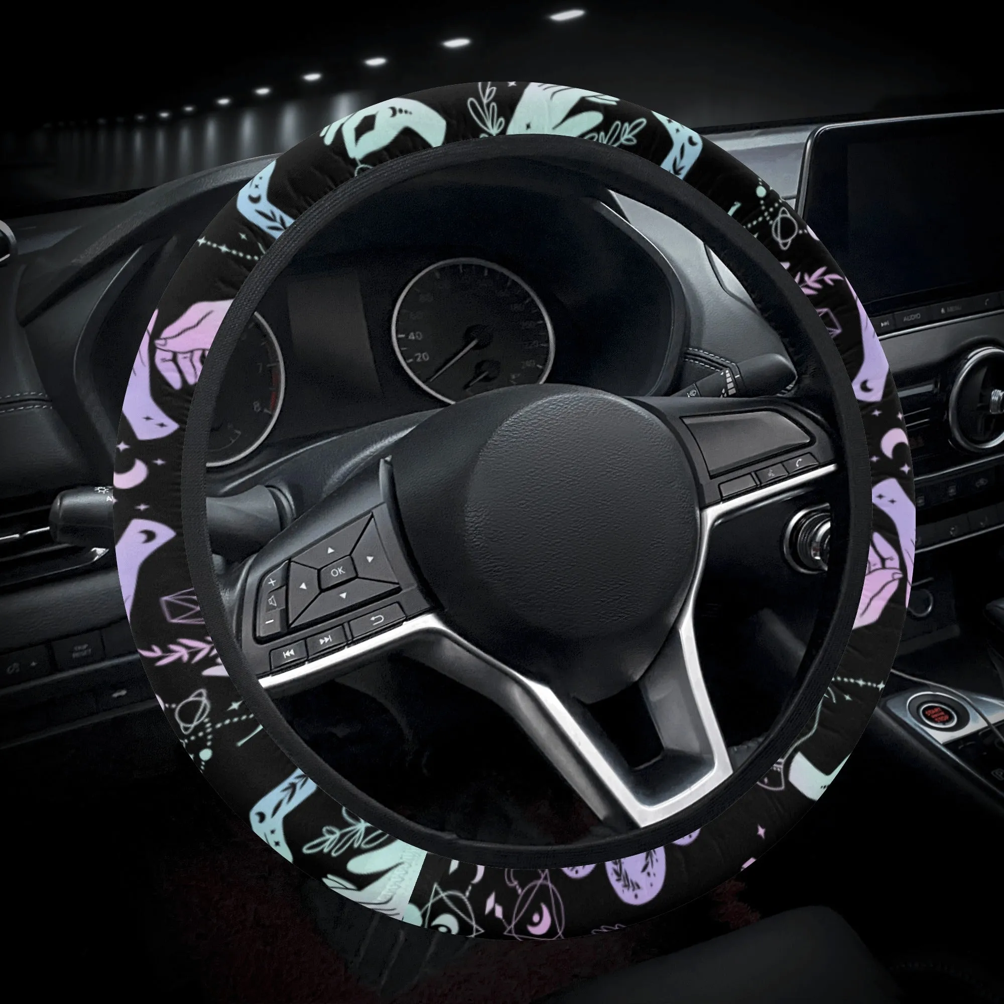 Car Accessories | Steering Wheel Cover | Universal Snug Fit | Wheel Wrap/Protector | Halloween-themed-Witchy Crystal Ball