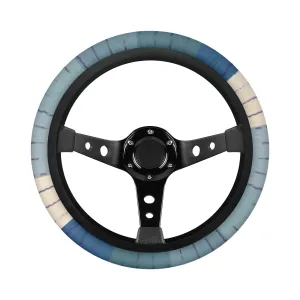 Car Accessories | Steering Wheel Cover | Universal Snug Fit | Wheel Wrap/Protector | Retro-themed- Blue Rainbow Sunset