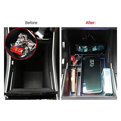 Car Armrest Console Organizer Tray Stowing Organizer Key Box for Tesla Model 3 Insert ABS Black Materials Tray, Armrest Box Secondary Storage