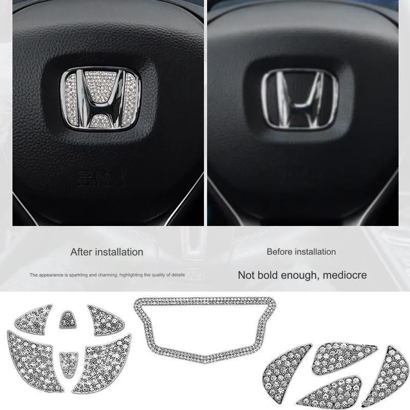 Car Steering Wheel Logo Diamond Decoration Stickers