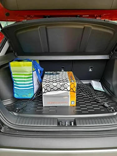 Car Trunk Cargo Net - Made and Fit 100% Specific Vehicle for Hyundai Kona 2018-2022 Kona EV - Elastic Mesh Storage Organizer - Premium Accessories - Trunk Cargo Luggage Netting