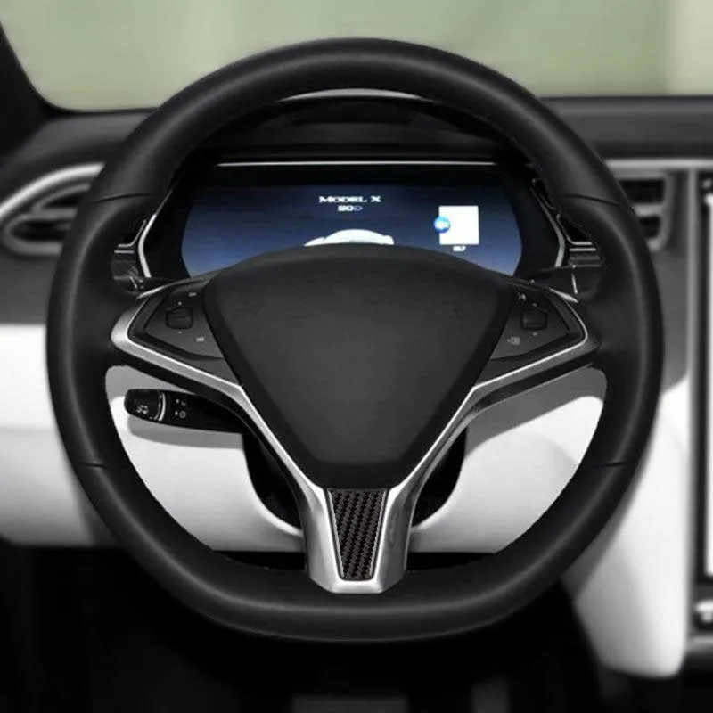 Carbon Fiber Steering Wheel Decoration Sticker for Model X