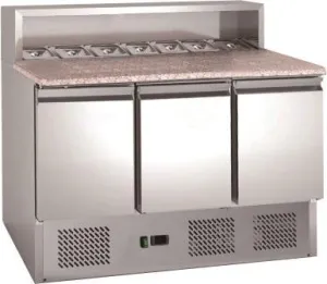 CHEFSRANGE PSH903 - 3 DOOR PIZZA PREP COUNTER WITH GRANITE TOP