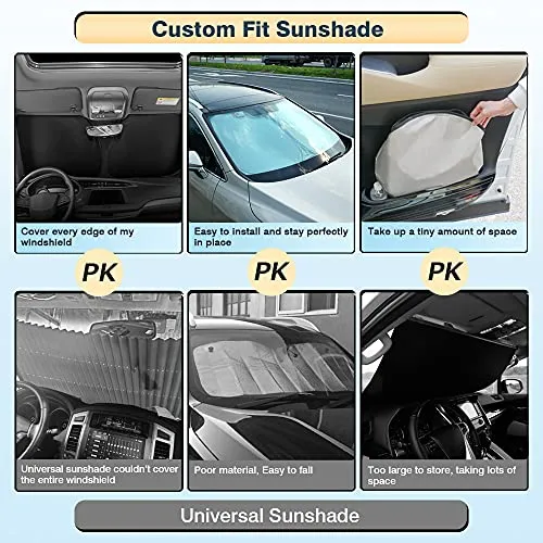 Custom Fit for Windshield Sun Shade 2021 2022 Ford Mustang Mach-e Foldable Car Front Window Sunshade Accessories Sun Visor Protector Reflective Cover Block UV Rays & Sun Heat