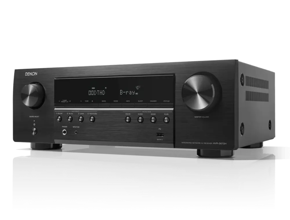 Denon AVR-S670H 5.2 Ch 135W 8K with HEOS Built-in AV Receiver - Black