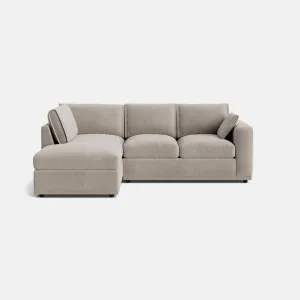 Edgware Luxe Chenille Left Corner Sofa - Pale Linen