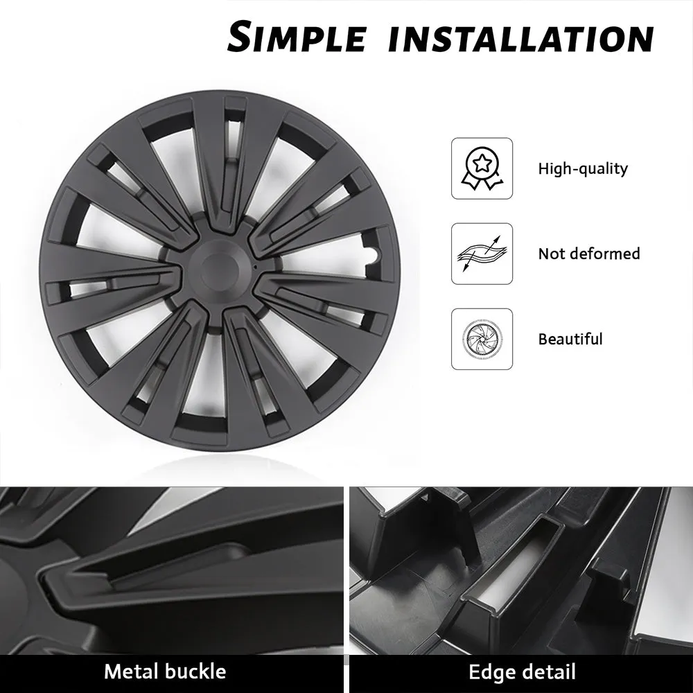 EVBASE Tesla Model Y Turbine Wheel Covers 19 inch Sport Model X Version Wheel Cap 4PCS Matte