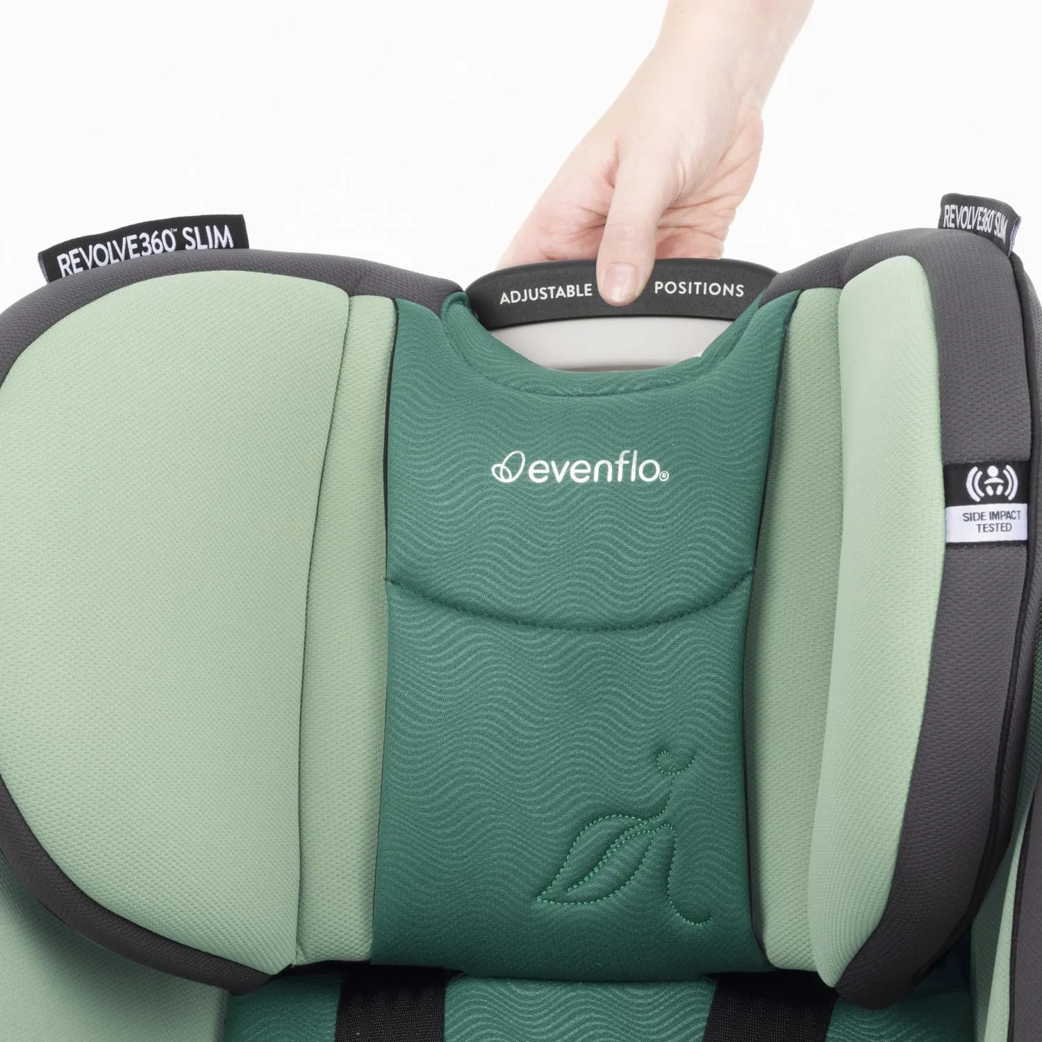 Evenflo Gold Revolve360 Slim 2-in-1 Rotational Car Seat with Green & Gentle Fabric - Peridot Green