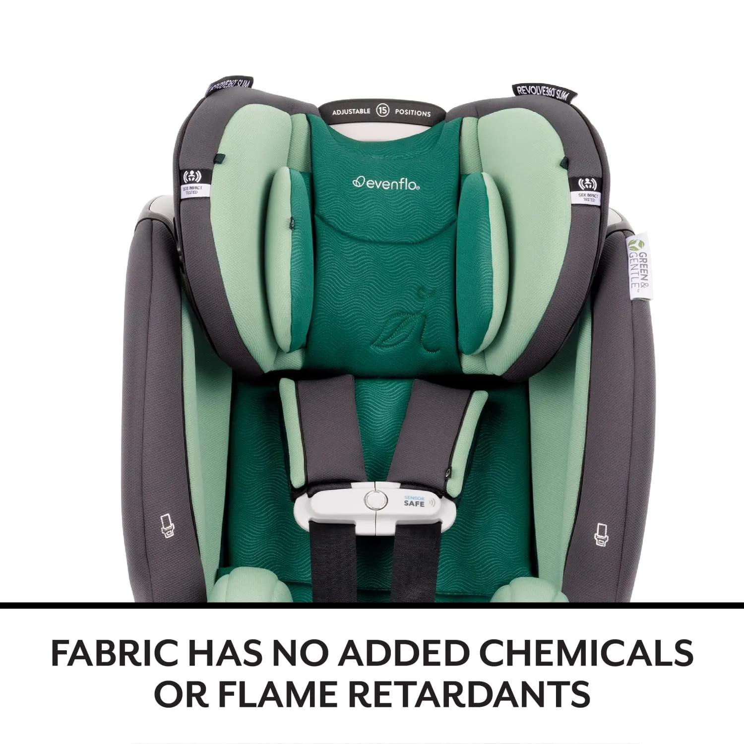 Evenflo Gold Revolve360 Slim 2-in-1 Rotational Car Seat with Green & Gentle Fabric - Peridot Green