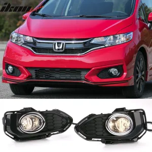 Fits 18-19 Honda Fit OE Foglights Kit ABS Black Housing Clear Lens