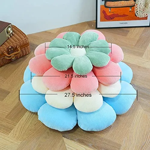 Flower Pillow Cute and Comfortable Floor Cushions Soft Fun Plant Throw Pillows Preppy Aesthetic Room Decor for Couch,Sofa,Chair(Sage Green,14.5)