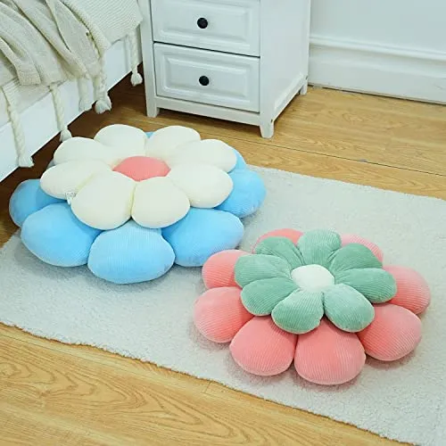 Flower Pillow Cute and Comfortable Floor Cushions Soft Fun Plant Throw Pillows Preppy Aesthetic Room Decor for Couch,Sofa,Chair(Sage Green,14.5)