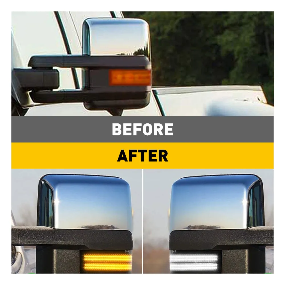 For 14-19 Chevy Silverado GMC Sierra Dynamic White Amber Side Mirror Lights