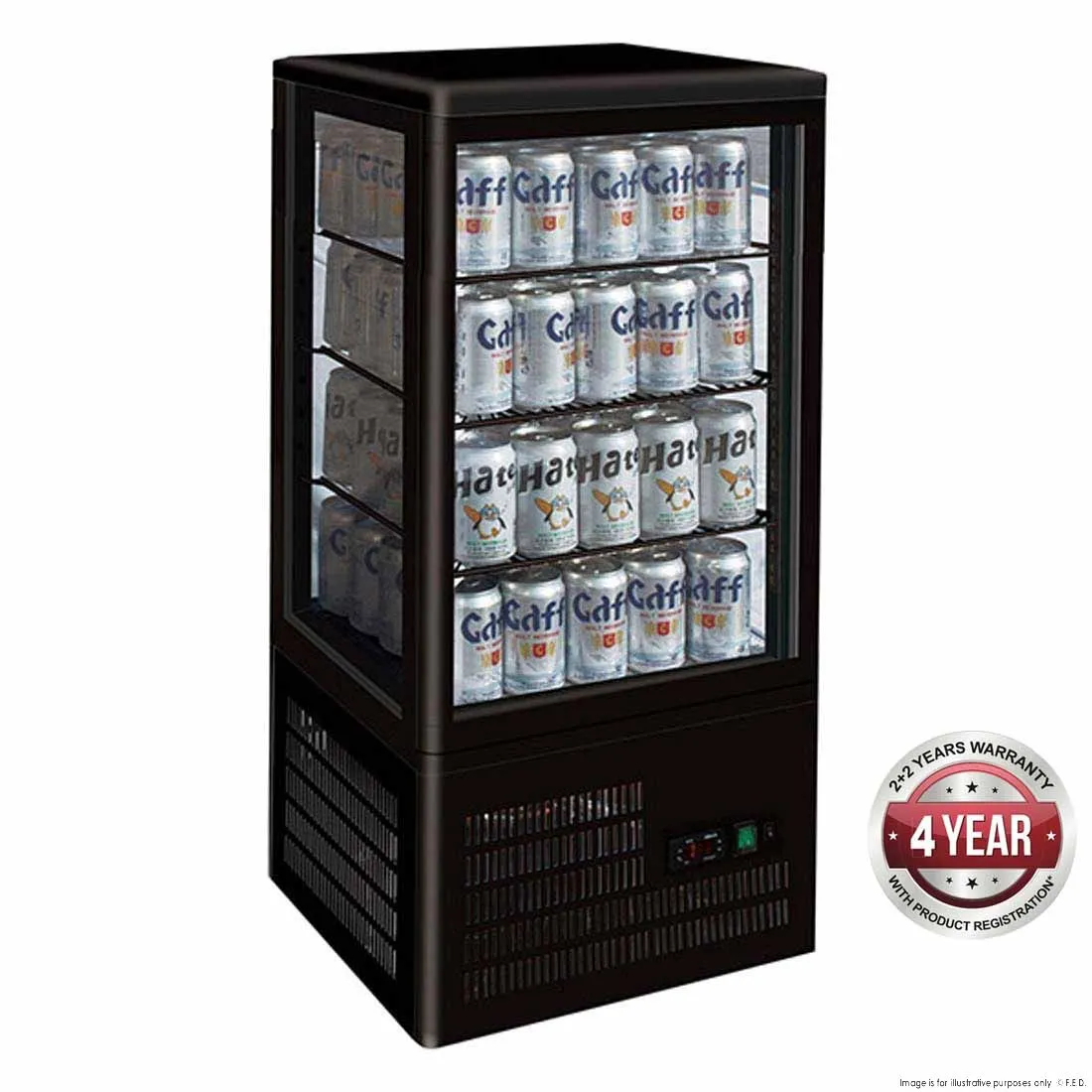 Four-Sided Countertop Display Fridge Black