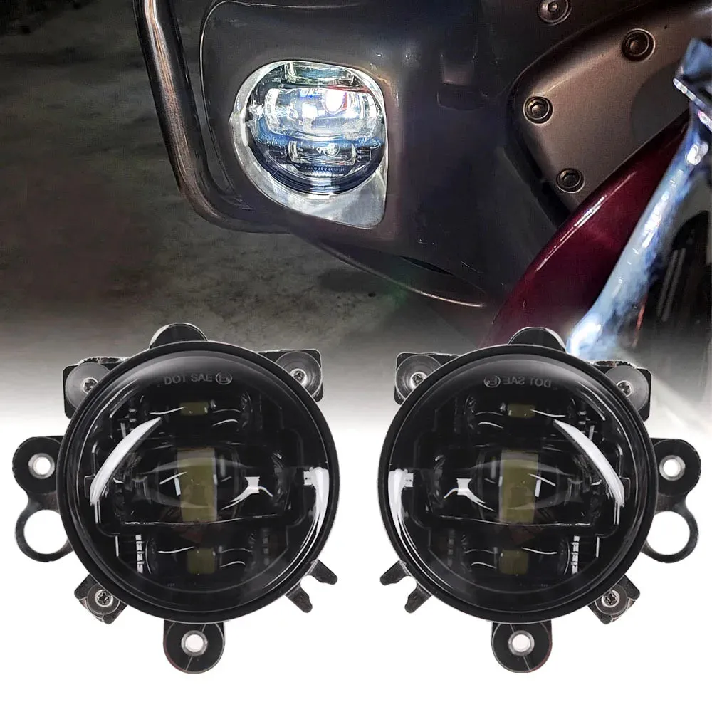 Gold Wing GL 1800 Auxiliary Lamp Motorcycle Pair LED Fog Lights Foglights W/ Attachment Kit For Honda Goldwing GL1800 2002-2017