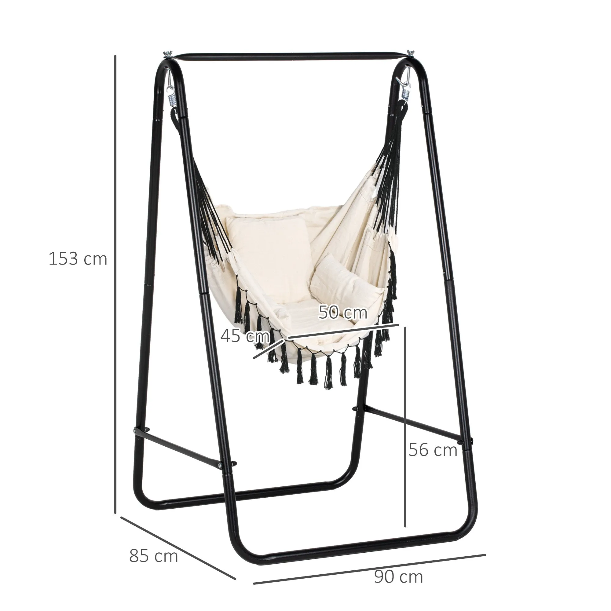 Hammock Chair with Stand, Hammock Swing Chair with Cushion, Cream White