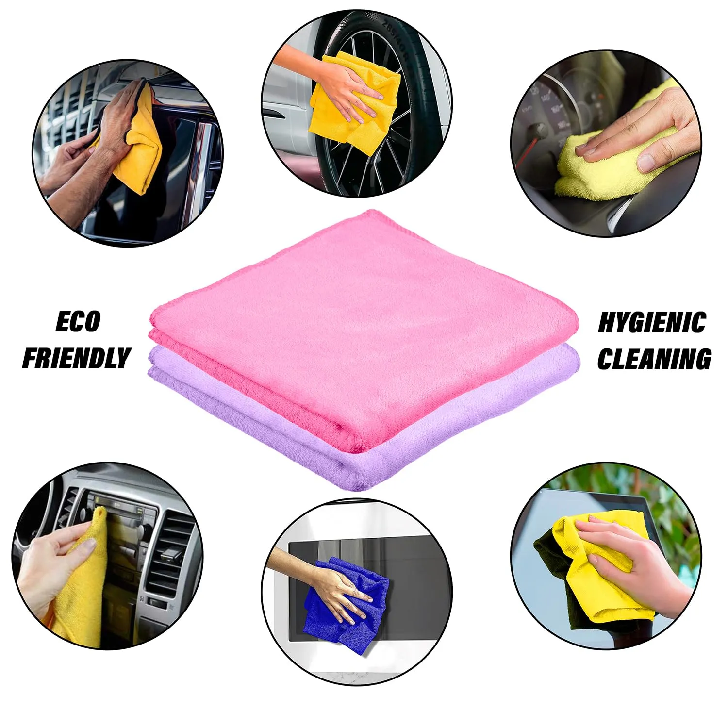 Heart Home Cleaning Towel | Reusable Cleaning Cloths for Kitchen | Duster Towel for Home Cleaning | 400 GSM Cleaning Cloth Towel for Car | Bike | 50x70 | Pack of 4 | Multi