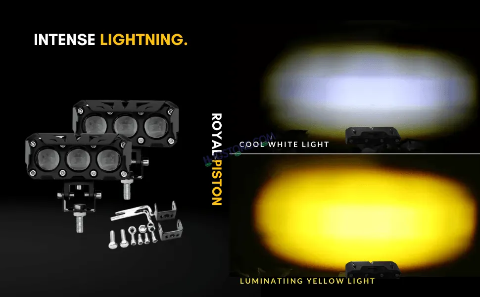 HJG Original 90W Mega Drive 3 Lens Dual Color White/Yellow LED Foglights (Set of 2)