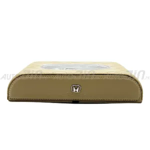 Honda Logo 7D PU Leather Tissue Box - Beige