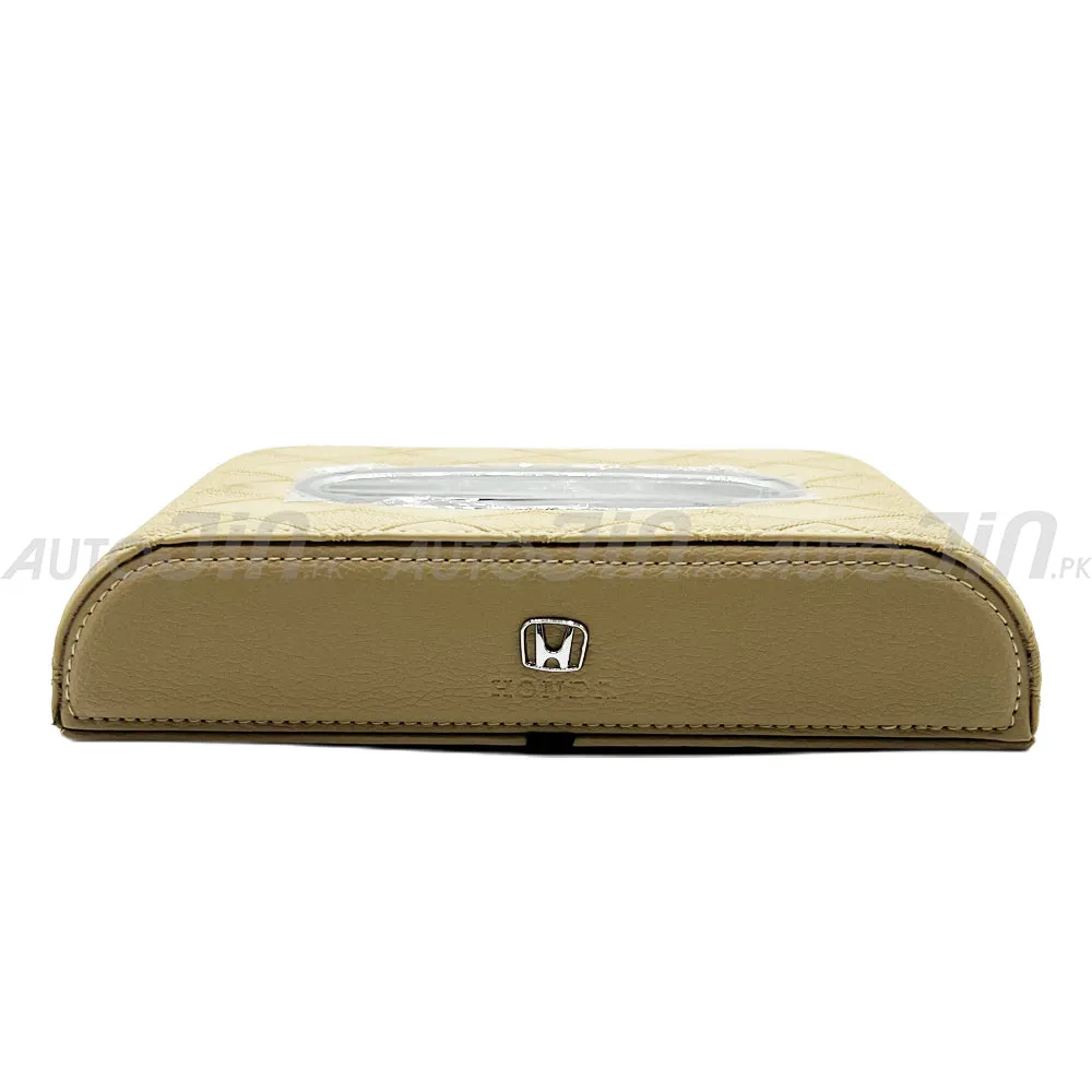 Honda Logo 7D PU Leather Tissue Box - Beige