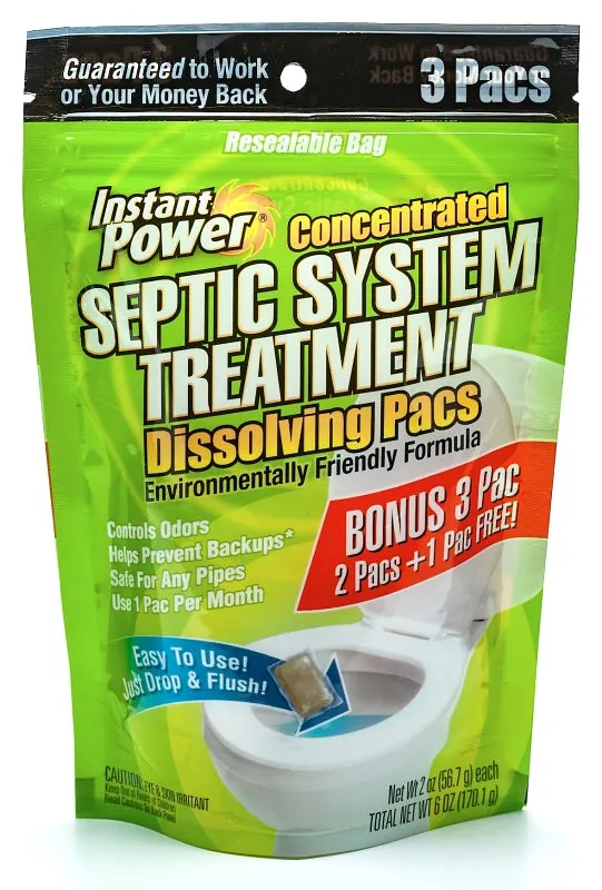 Instant Power 1852 Septic System Treatment, Powder, Light Brown, Characteristic, Weak, 2 oz Pack :EA: QUANTITY: 1