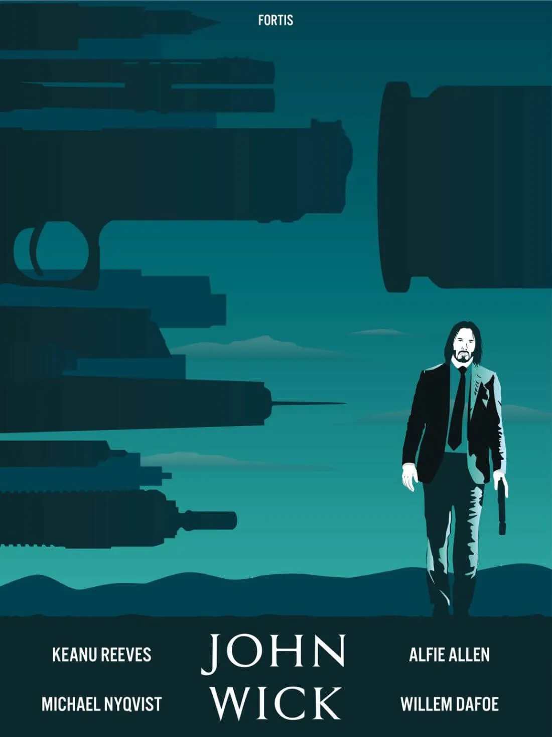 John Wick - Keanu Reeves - Hollywood English Action Movie Graphic Fan Art Poster - Art Prints