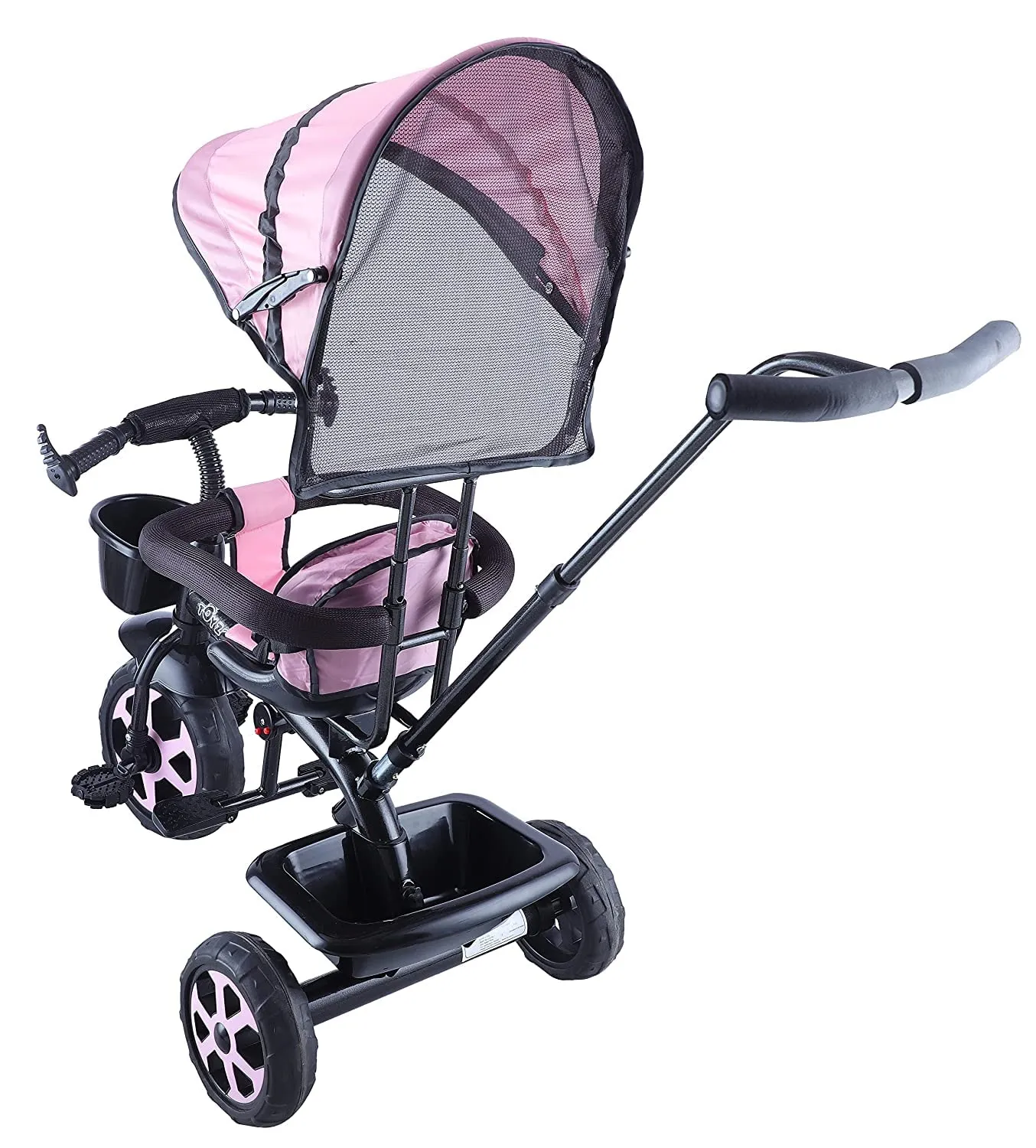 JoyRide Stroller Tricycle| Baby Trike|Tricycle with Canopy and Parental Adjust Push Handle for Kids|Boys|Girls Age Group 1.5 to 5 Years (Pink)