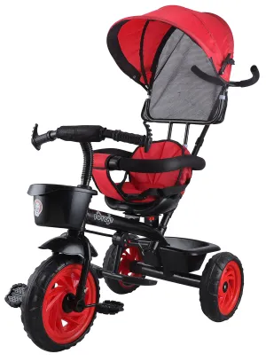 JoyRide Stroller Tricycle| Baby Trike|Tricycle with Canopy and Parental Adjust Push Handle for Kids|Boys|Girls Age Group 1.5 to 5 Years (Red)