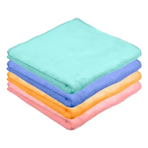 Kuber Industries Cleaning Towel|Microfiber Reusable Cloths|Highly Absorbent Washable Towel for Kitchen|Car|Window|24x16 Inch|Pack of 4 (Multicolor)