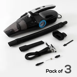 Kuber Industries (Set of 3) Small Vacuum Cleaner for Dust - Portable Wired Air Duster & Cleaning Machine for Sofa, Bed, Car, Home - with 6 Accessories - Black