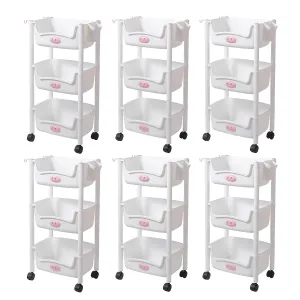 Kuber Industries (Set of 6) Slim Storage Organizer Rack | 3-Layer Rack for Storage | Laundry Organizers and Storage Racks | Side Rack for Kitchen | White