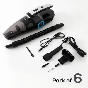 Kuber Industries (Set of 6) Small Vacuum Cleaner for Dust - Wireless Portable Air Duster & Cleaning Machine for Sofa, Bed, Car, Home - with 6 Accessories -Black